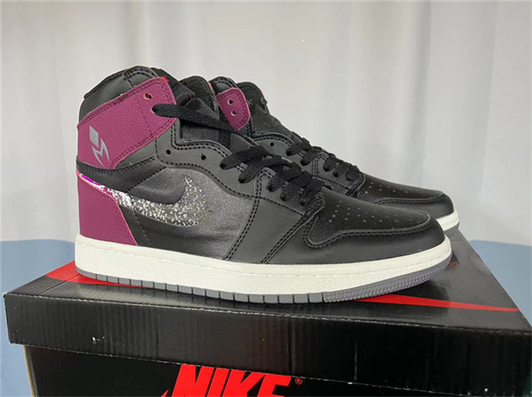 Women's Running Weapon Air Jordan 1 Black/Purple Shoes 393